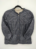 Bonita reversible jacket beige and blue, textured fabric, snap button closure.