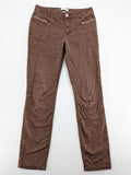 collection L brown pants cotton-stretch slim fit with diagonal zip pockets