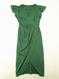 Bridal Party Dress green wrap dress V-neck cut-out detail with flutter sleeves