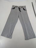 Falconhill grey jogging pants with elastic waistband, drawstring, and stylish black accent pockets.