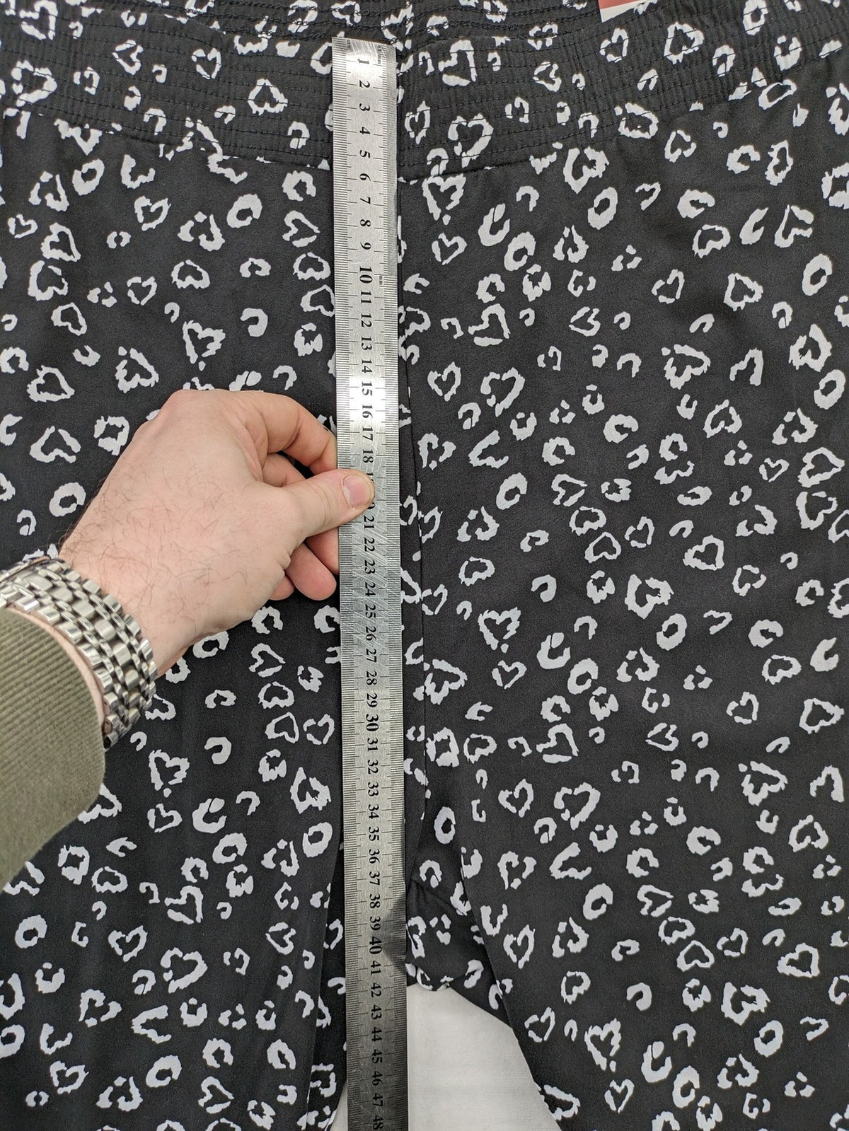 janina black and white pajama pants heart pattern elastic waistband stretch material