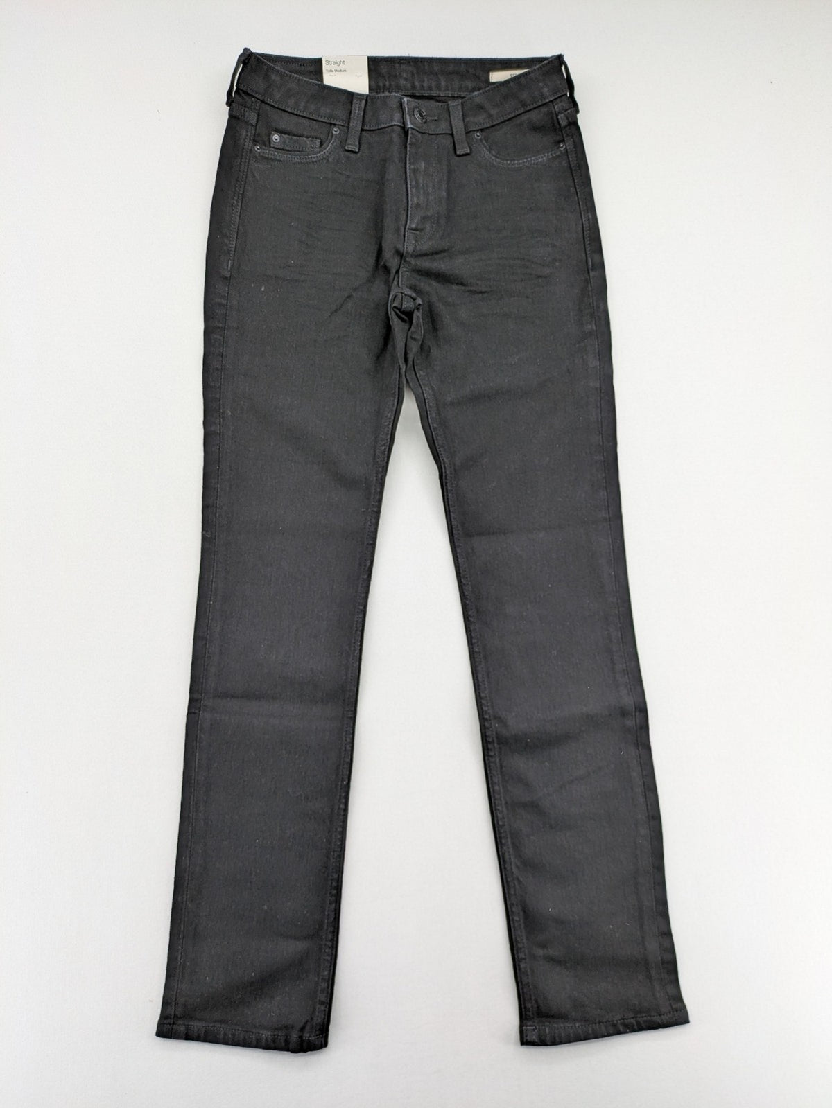 Esprit grey straight jeans with medium rise and original tags, classic denim style.