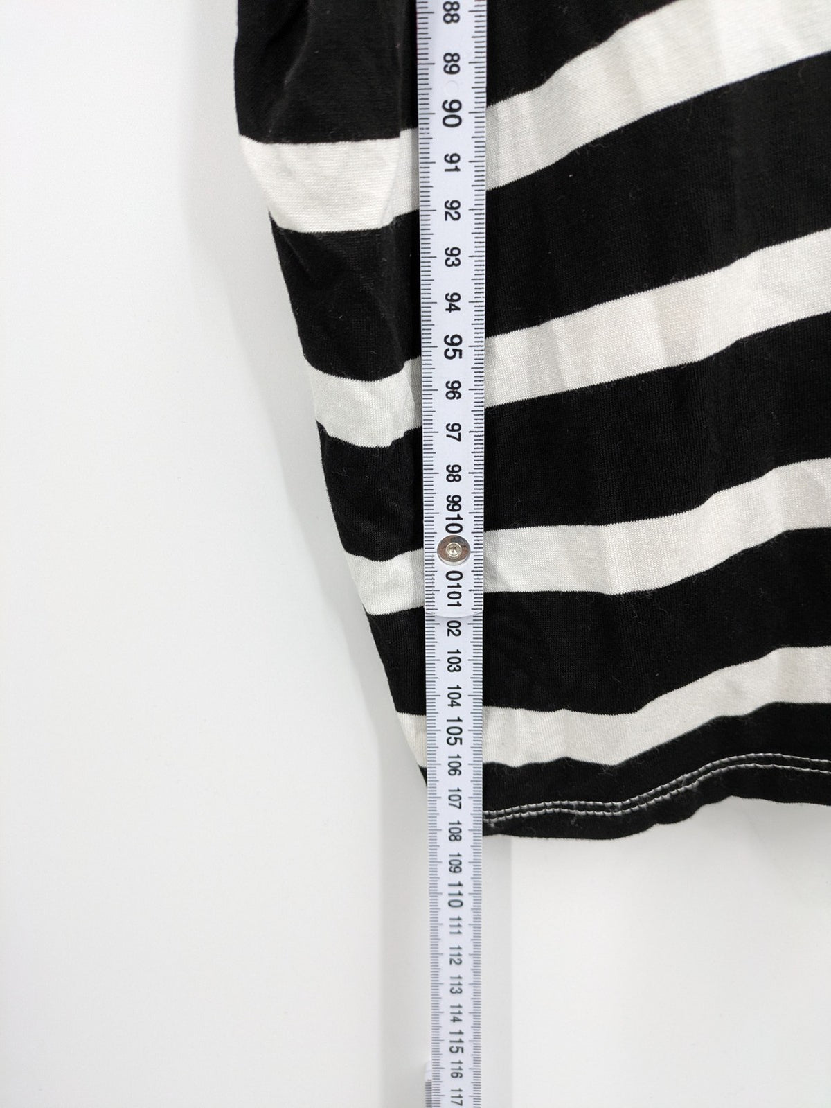 perfekt striped T-shirt dress black white side gathering soft viscose material