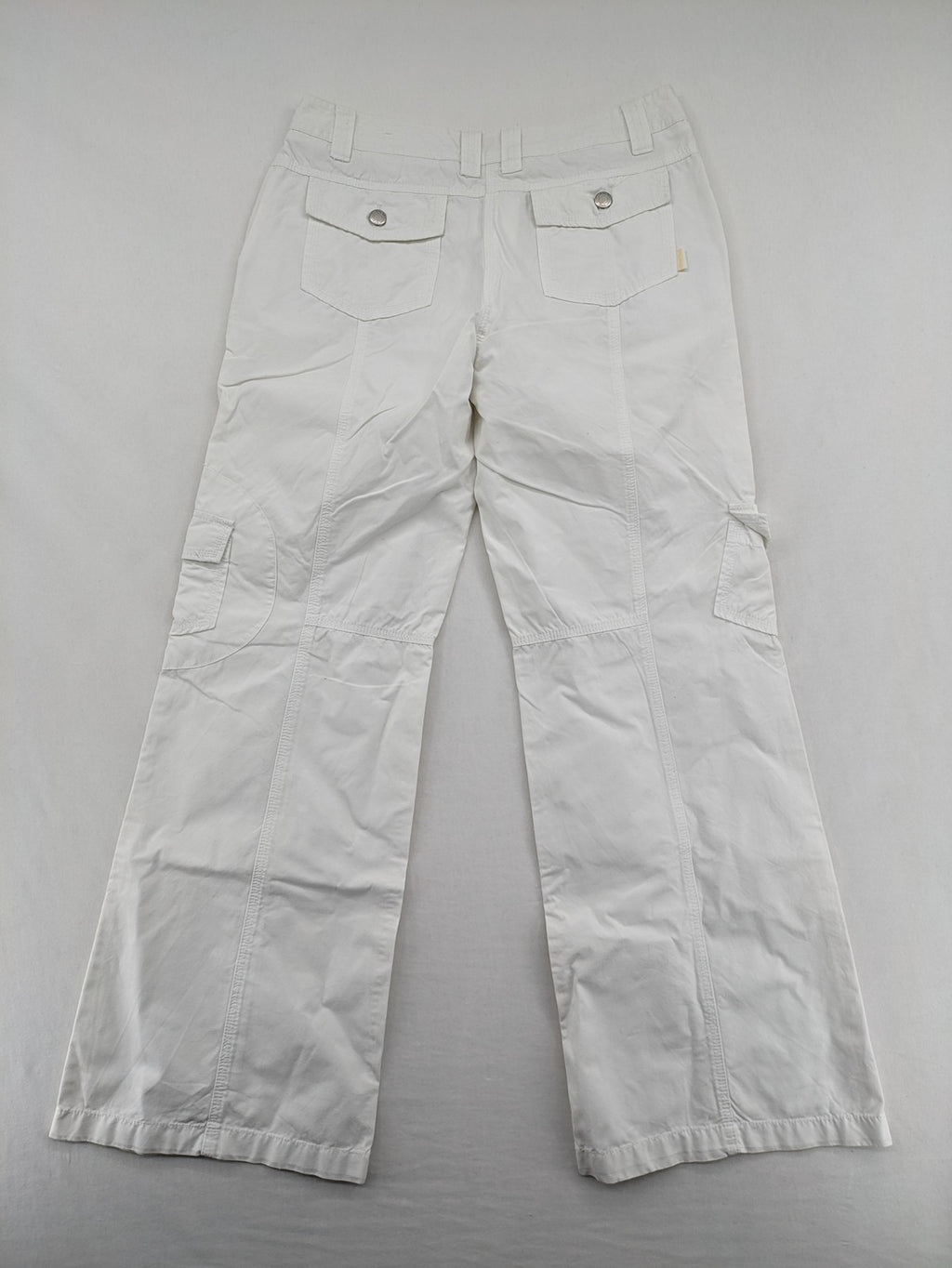 Street One white cargo pants with side pockets and wide leg design.