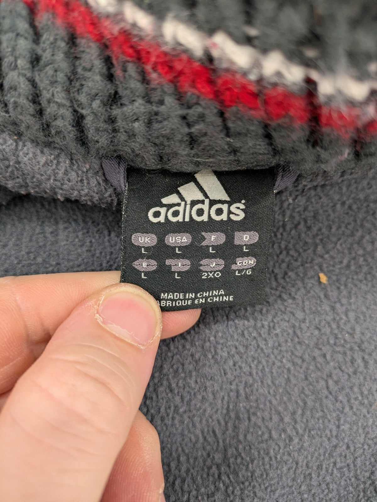 Adidas vintage bomber jacket multi colour fleece lined big logo on back