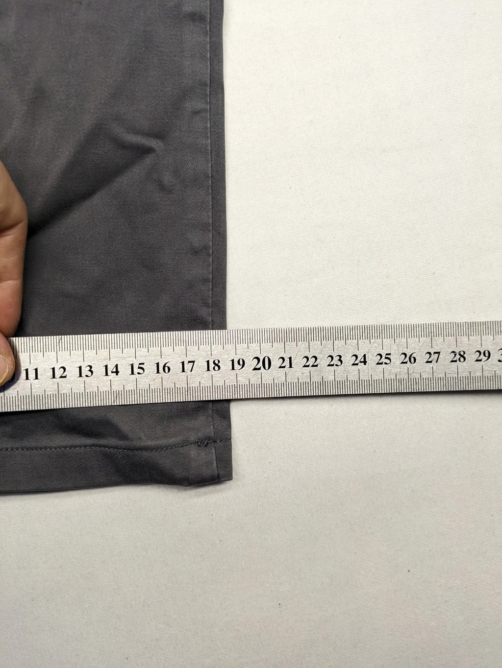 Tommy Hilfiger grey chino pants flat front straight leg subtle logo detail