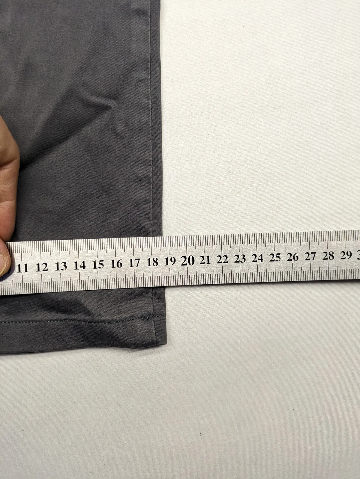 Tommy Hilfiger grey chino pants flat front straight leg subtle logo detail