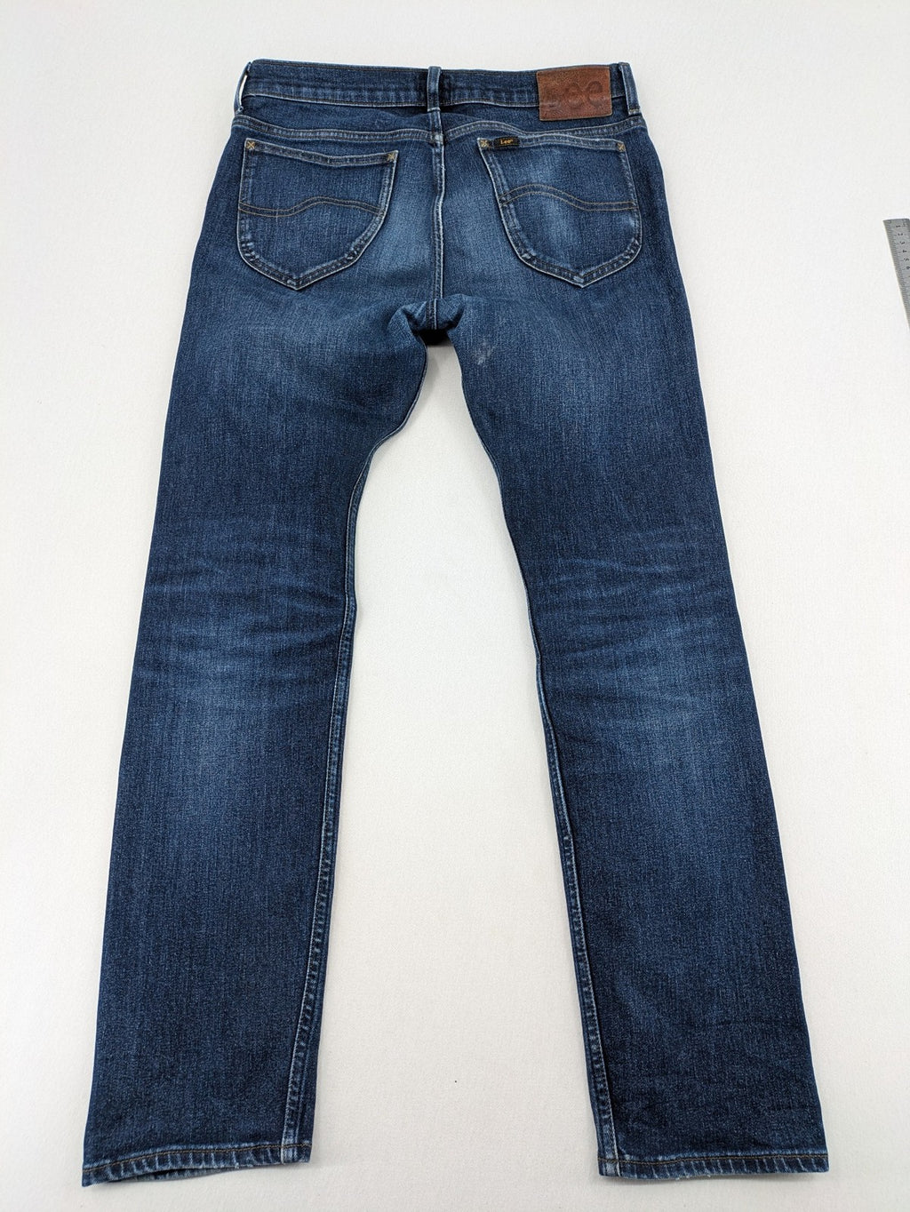 Lee straight jeans blue stretch denim classic 5-pocket design with natural fading