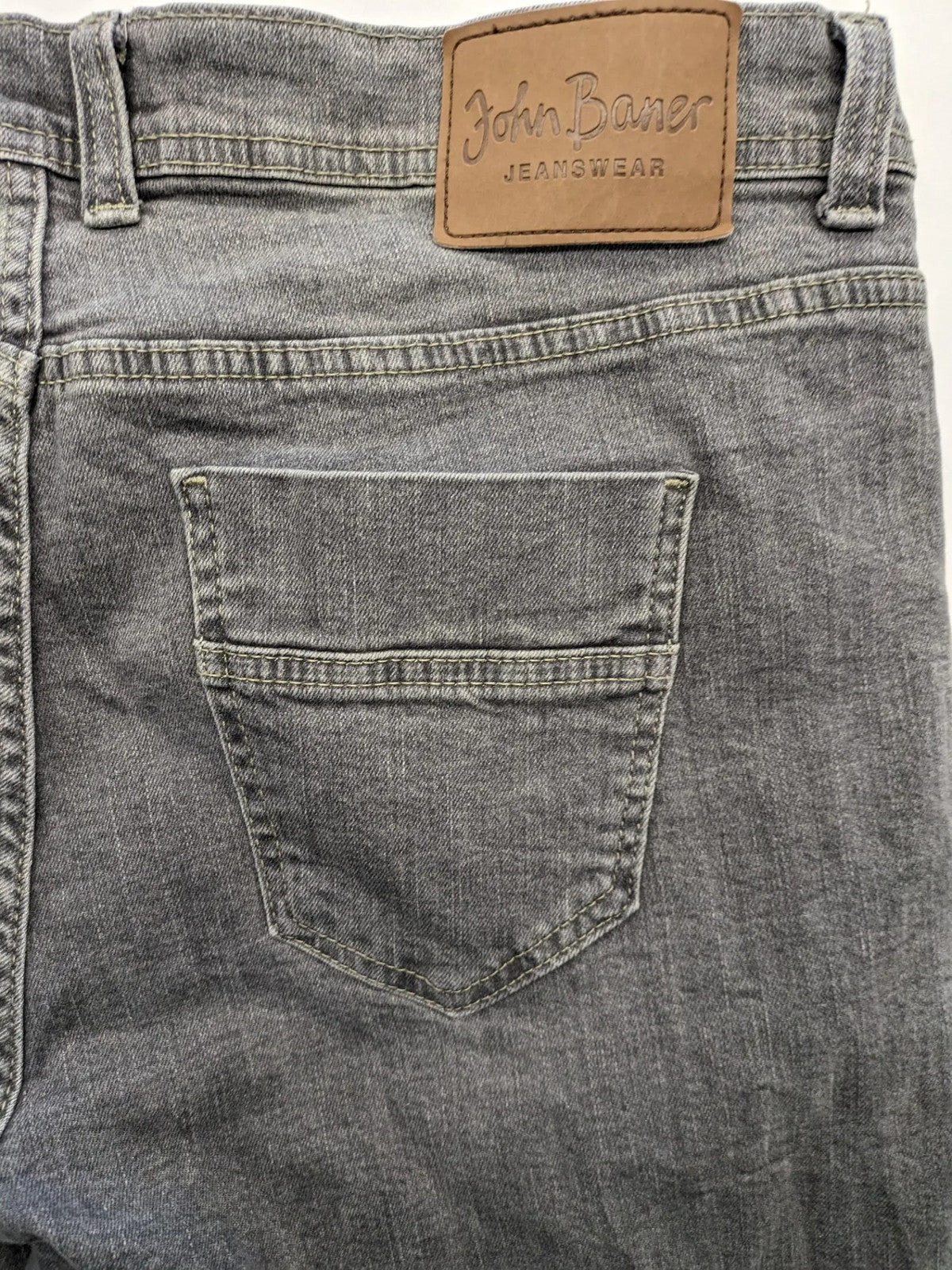 john baner grey straight jeans 5-pocket design used look cotton blend