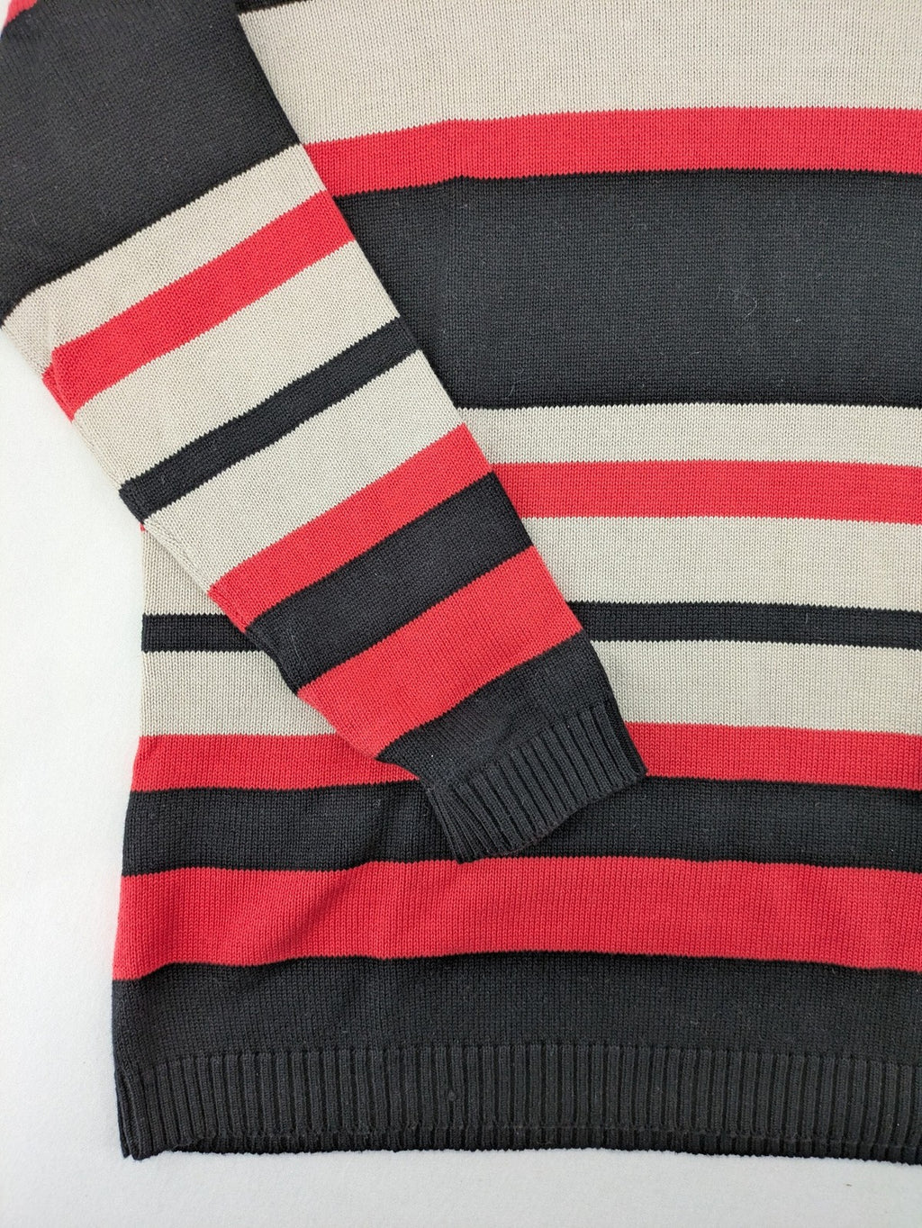 Fabiani turtle neck jumper multi striped pattern black red grey cotton blend