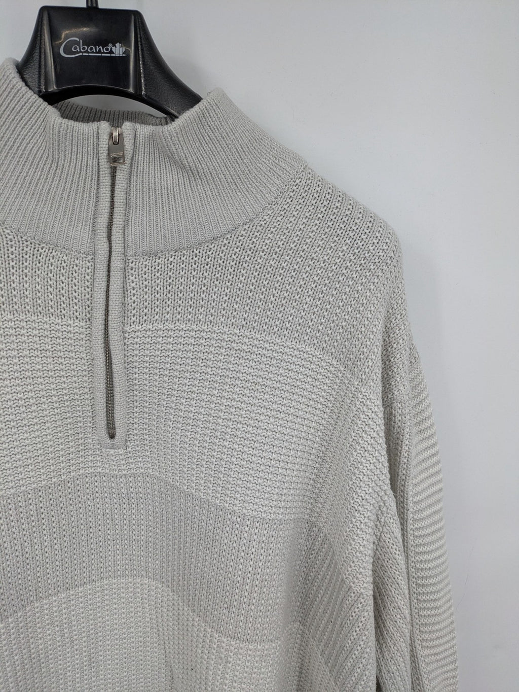 Jack & Jones grey turtle neck jumper with half zip and textured knit design.