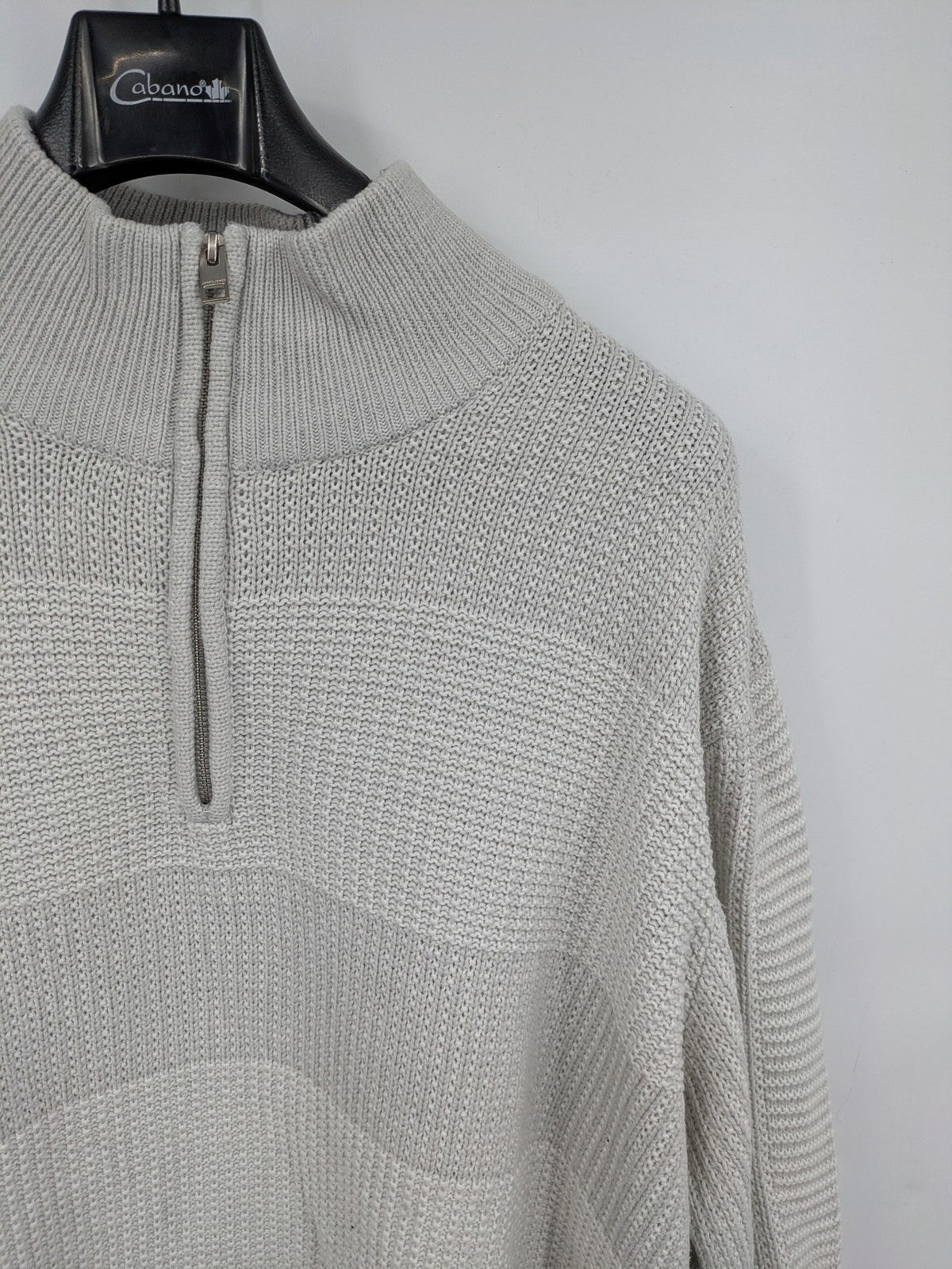 Jack & Jones grey turtle neck jumper with half zip and textured knit design.