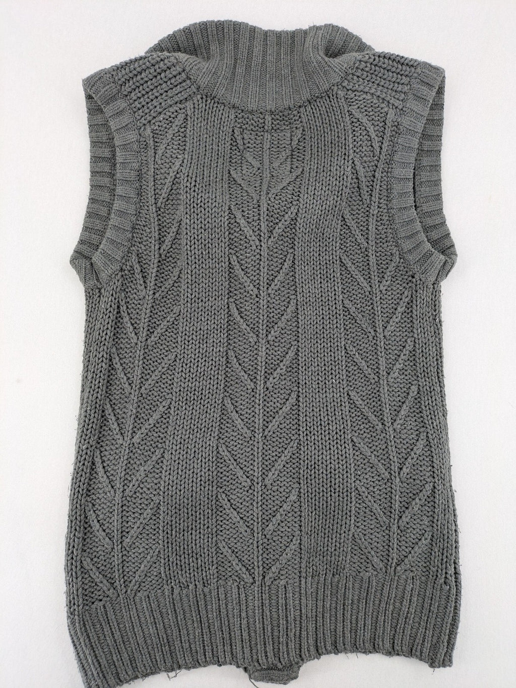 alcott grey turtle neck jumper cable knit pattern with ribbed collar and pockets