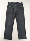Marines blue straight jeans regular fit with button fly and logo patch detail.