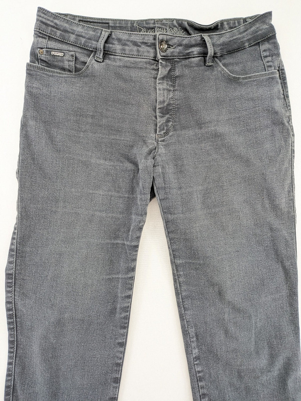 Bonita grey straight jeans 5-pocket style with stretch material and slim fit design.