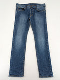 H&M blue slim fit jeans low waist 5-pocket style button fly stretch denim