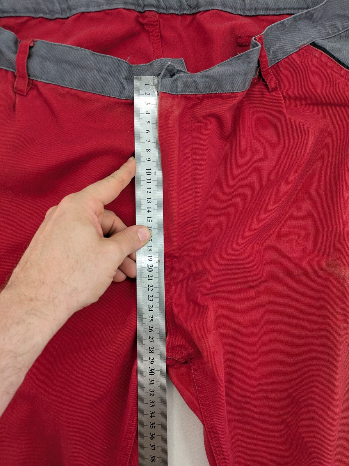 Planam hunting tactical pants red grey elastic waistband multiple utility pockets