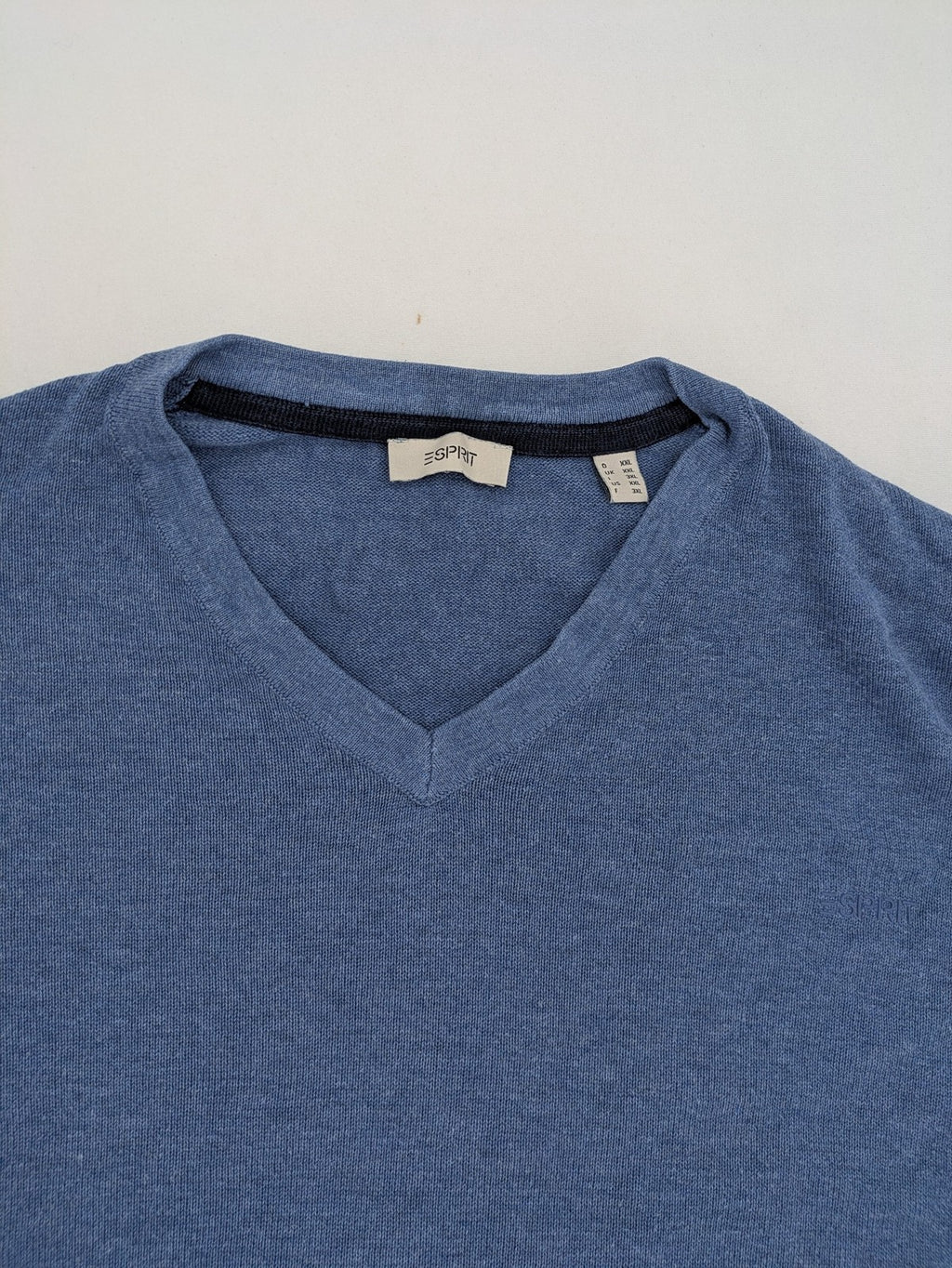 Esprit blue turtle neck jumper, V-neck, soft cotton, classic design.