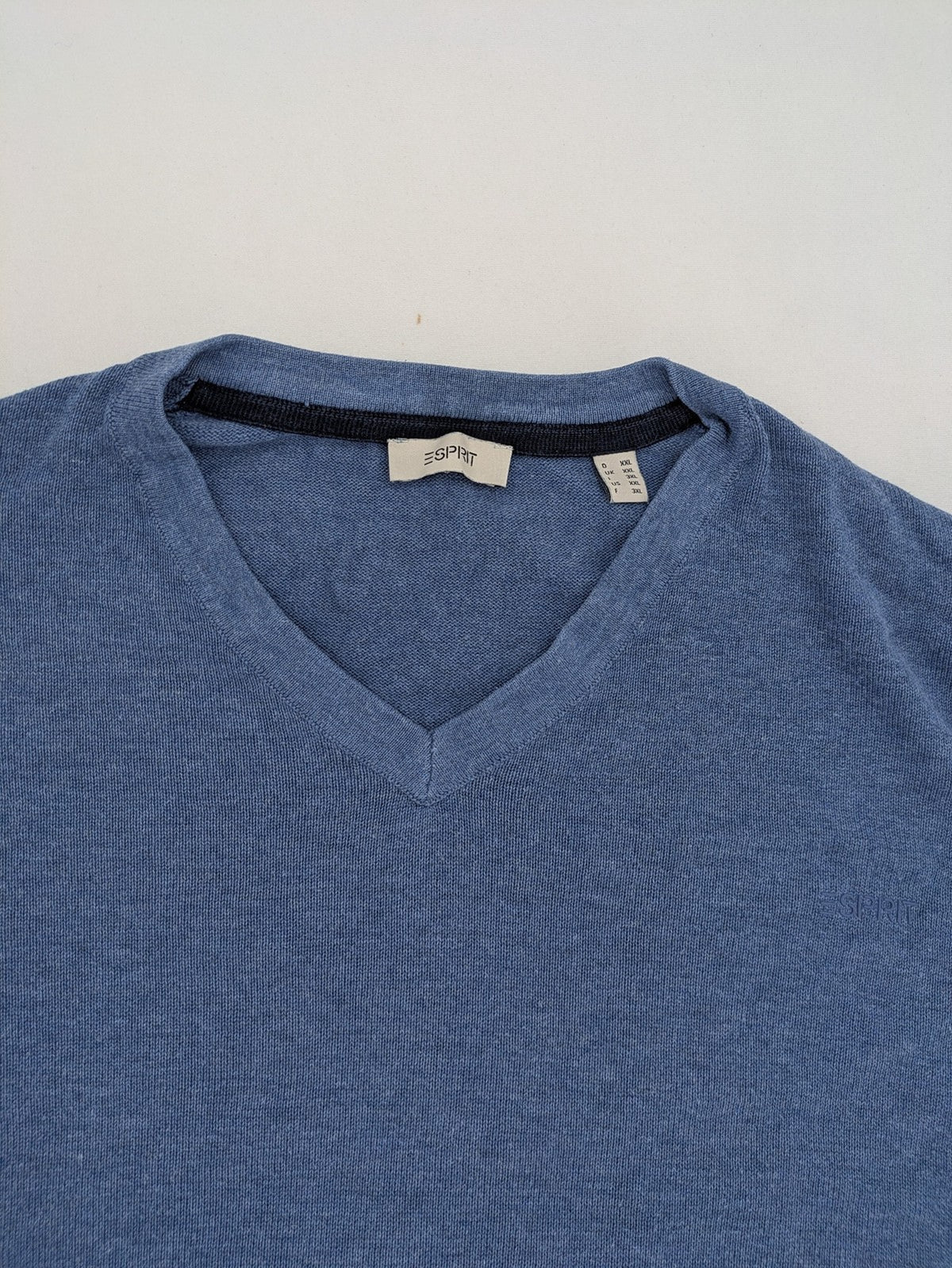 Esprit blue turtle neck jumper, V-neck, soft cotton, classic design.