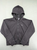 Puma grey zip-through hoodie with iconic logo and two practical pockets.