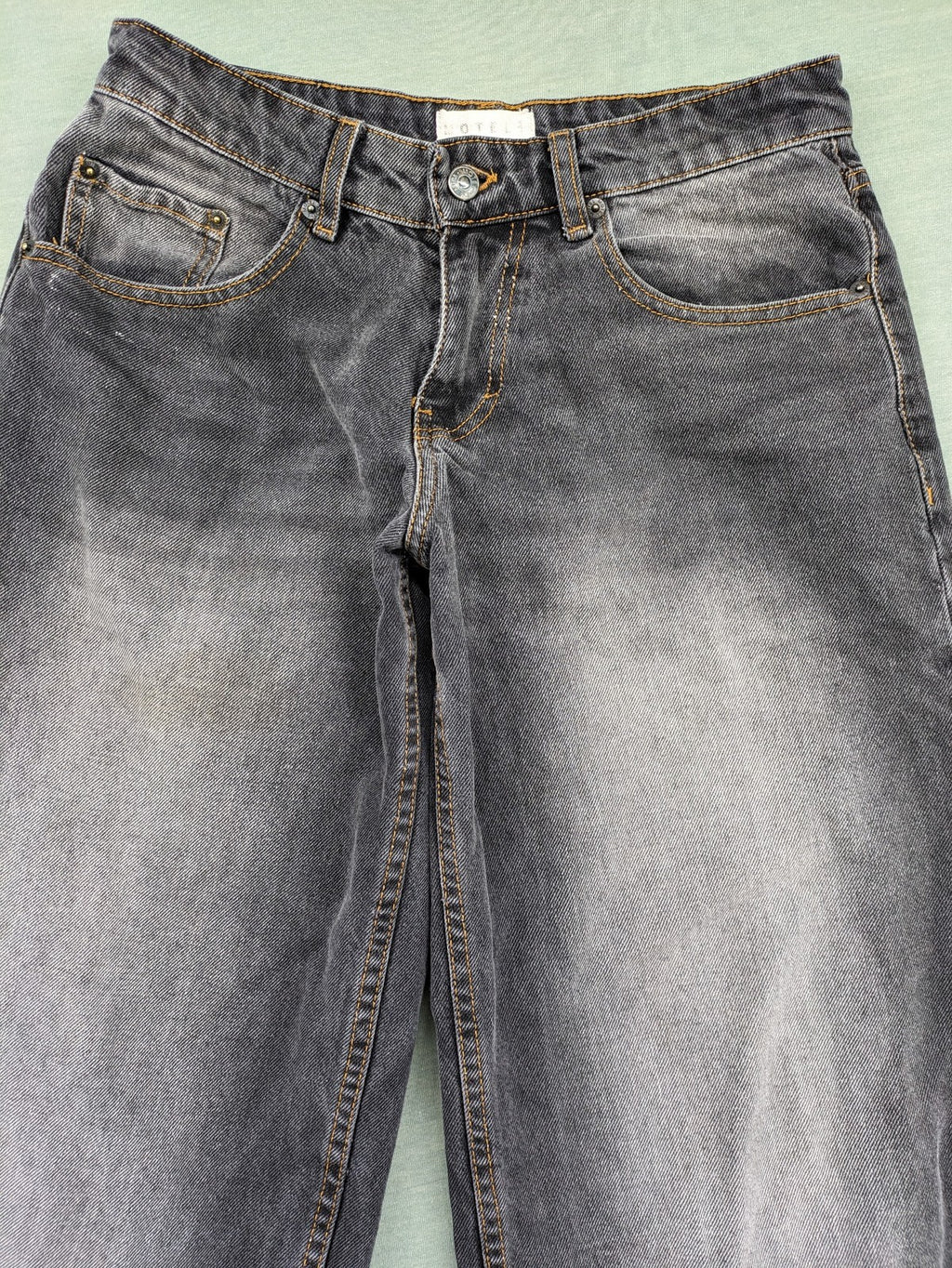 Motel grey wide leg baggy jeans with high waist and classic 5-pocket design.