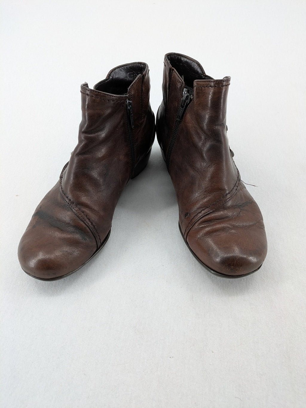 Gabor brown winter boots genuine leather side zipper decorative lacing block heel