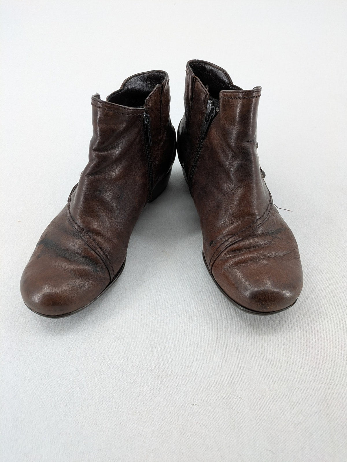Gabor brown winter boots genuine leather side zipper decorative lacing block heel