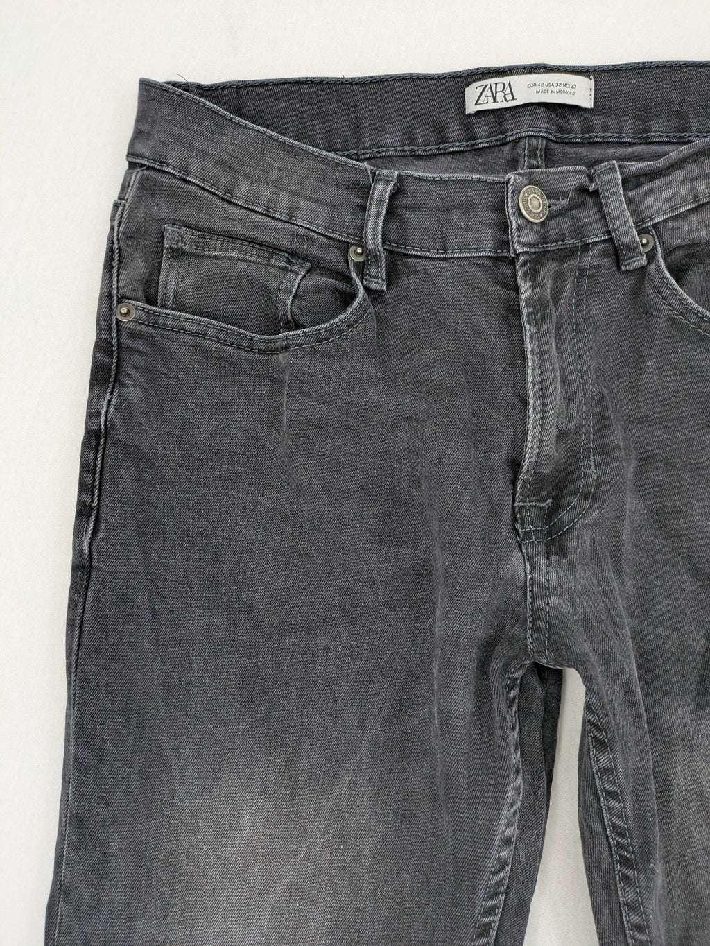 Zara black grey straight jeans five-pocket design stretch denim