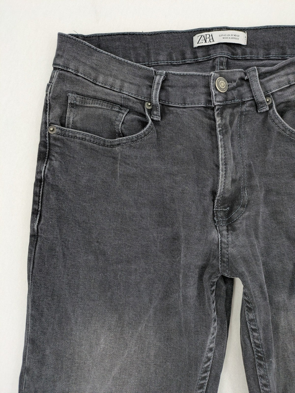 Zara black grey straight jeans five-pocket design stretch denim