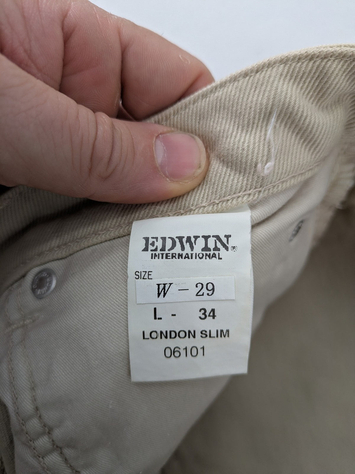 Edwin straight jeans beige 5-pocket design made from durable cotton