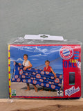 FC Bayern München blue, red, white air mattress with classic logo and vintage design.