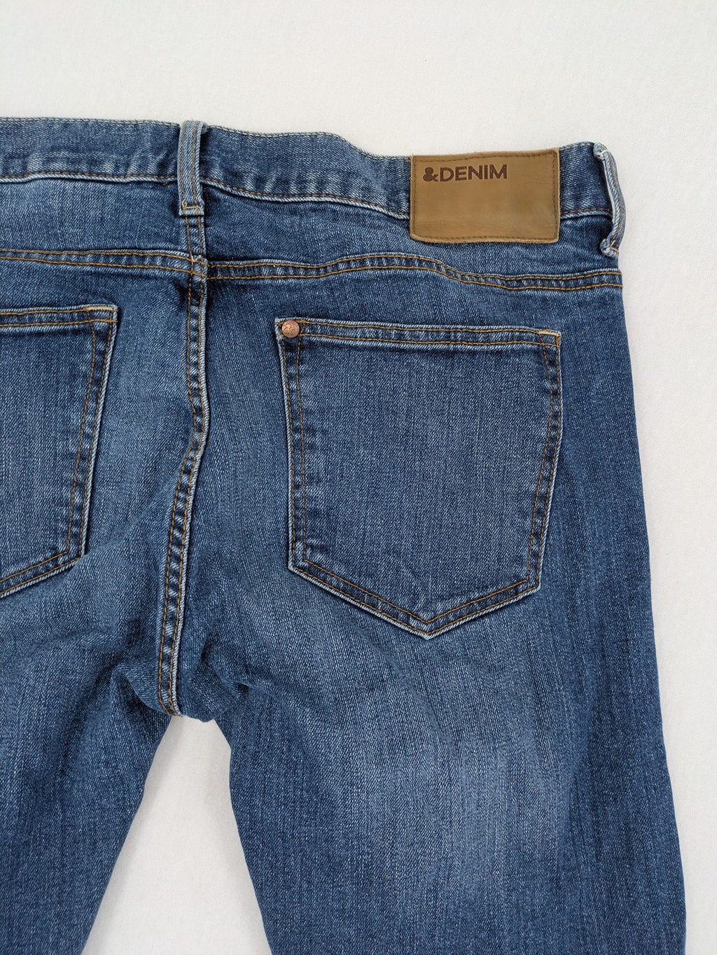 H&M blue slim fit jeans low waist 5-pocket style button fly stretch denim