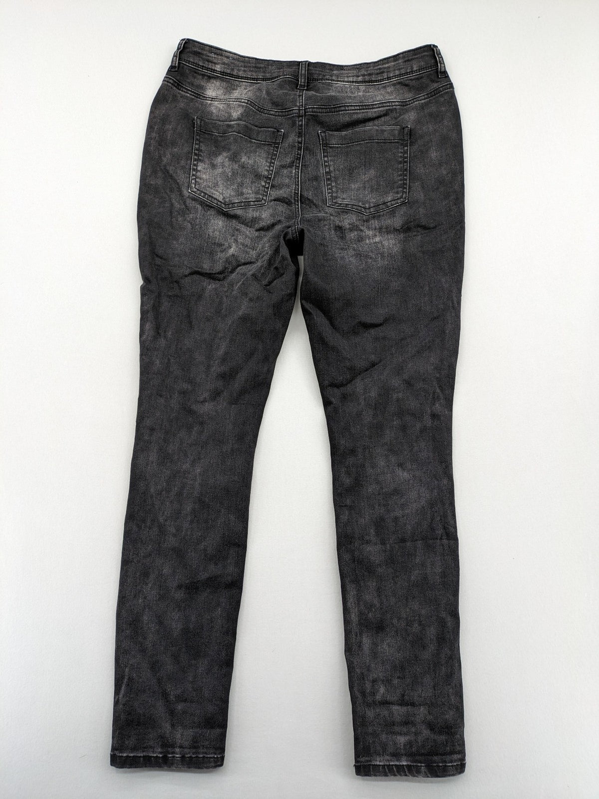 Street One black straight jeans faded wash 5-pocket style with stretch denim.