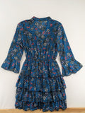 BSB multi-coloured bridal party dress with floral paisley pattern and ruffled hem.