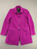 H&M purple coat classic collar vibrant fuchsia wool blend with button closure