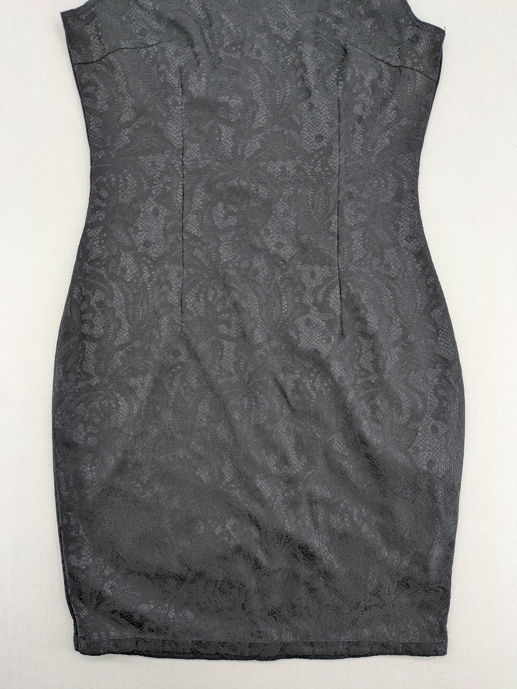 Amisu grey bodycon dress with jacquard pattern and sleeveless design.