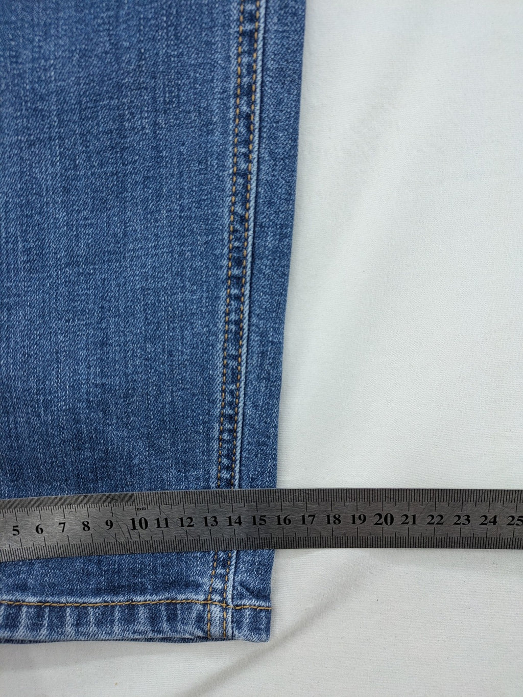 ALBERTO blue straight jeans with orange stitching, vintage denim, regular slim fit.
