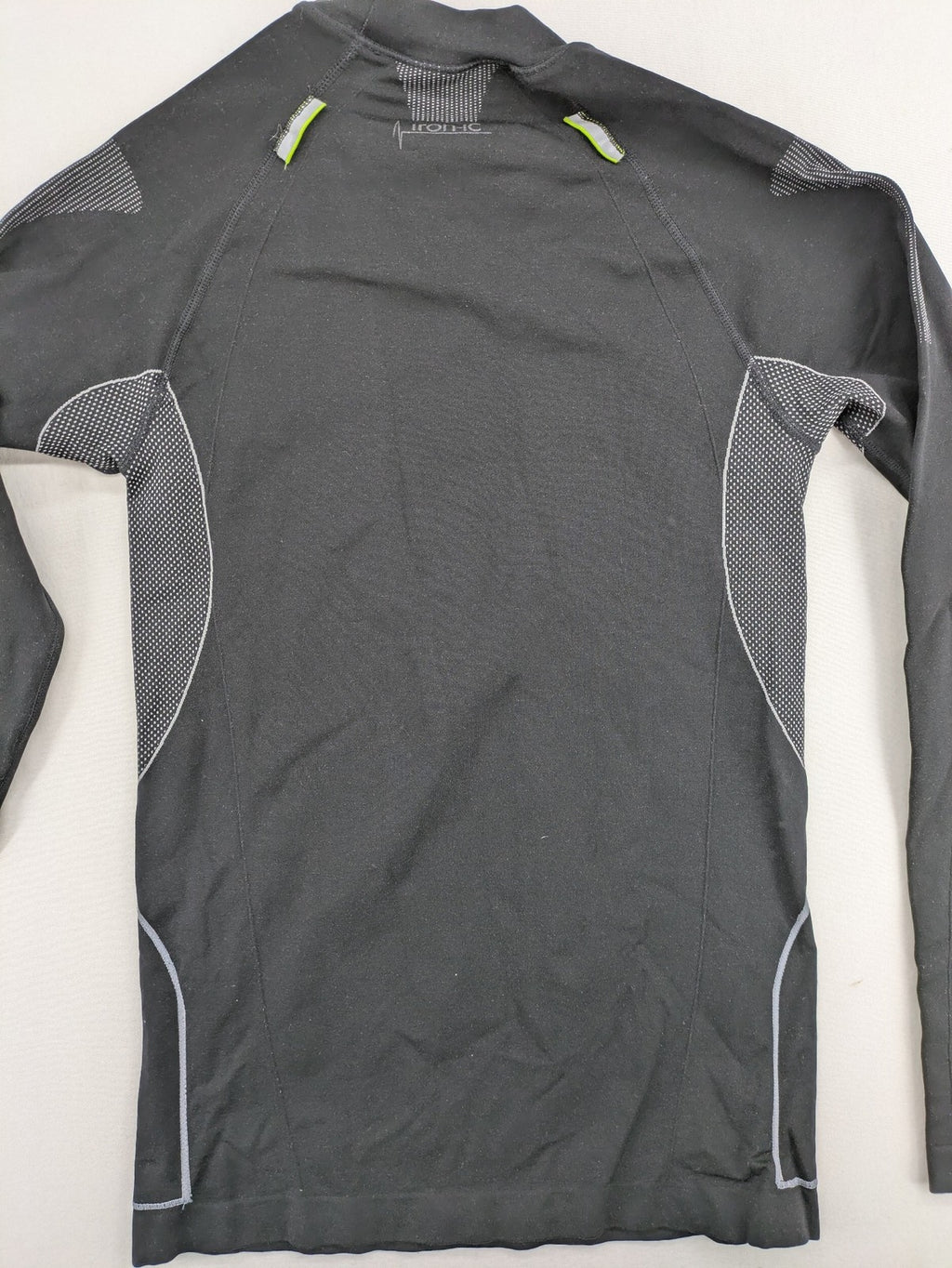 Iron-ic black long sleeve baselayer top with standing collar and thumbholes.