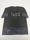 Pedro multi graphic t-shirt size 5XL with embroidered design and contrasting sleeve patterns.