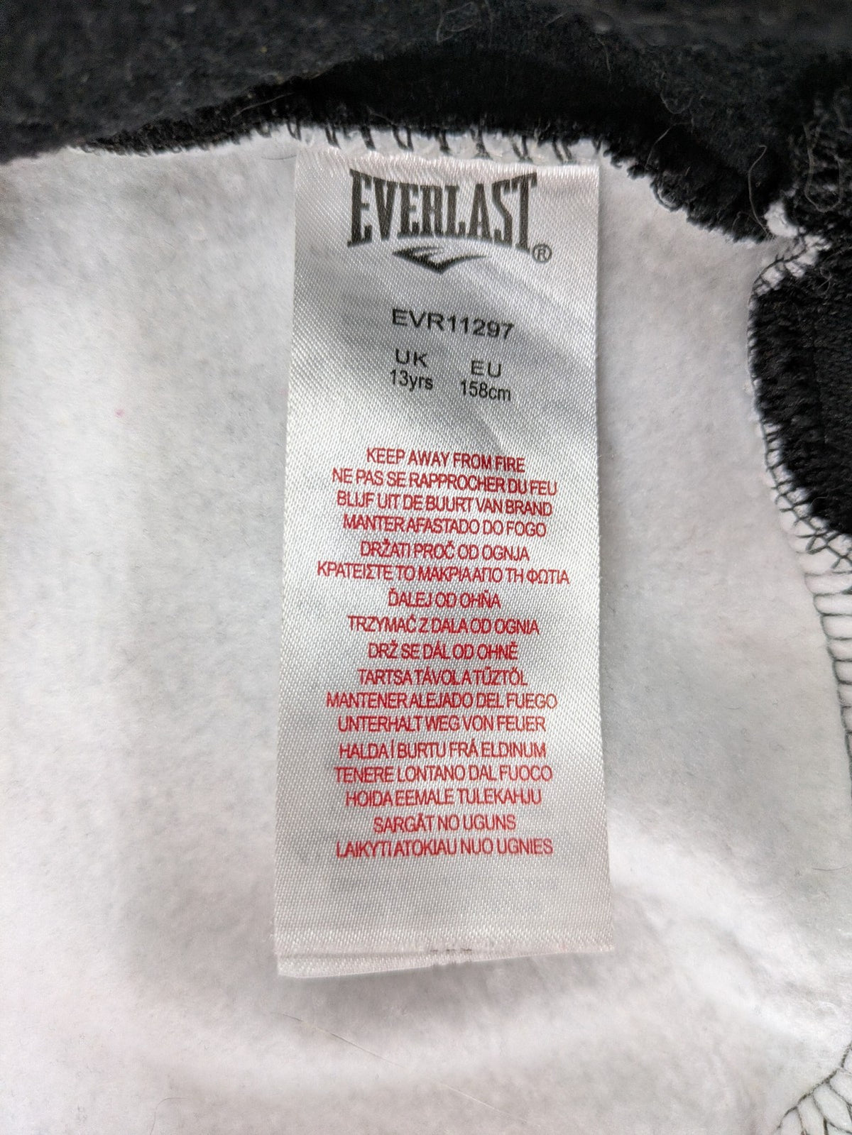 Everlast black grey camouflage jacket with full zip and attached hood.