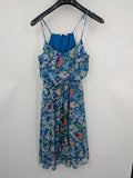 edc by Esprit multi floral midi dress blue chiffon fabric adjustable spaghetti straps