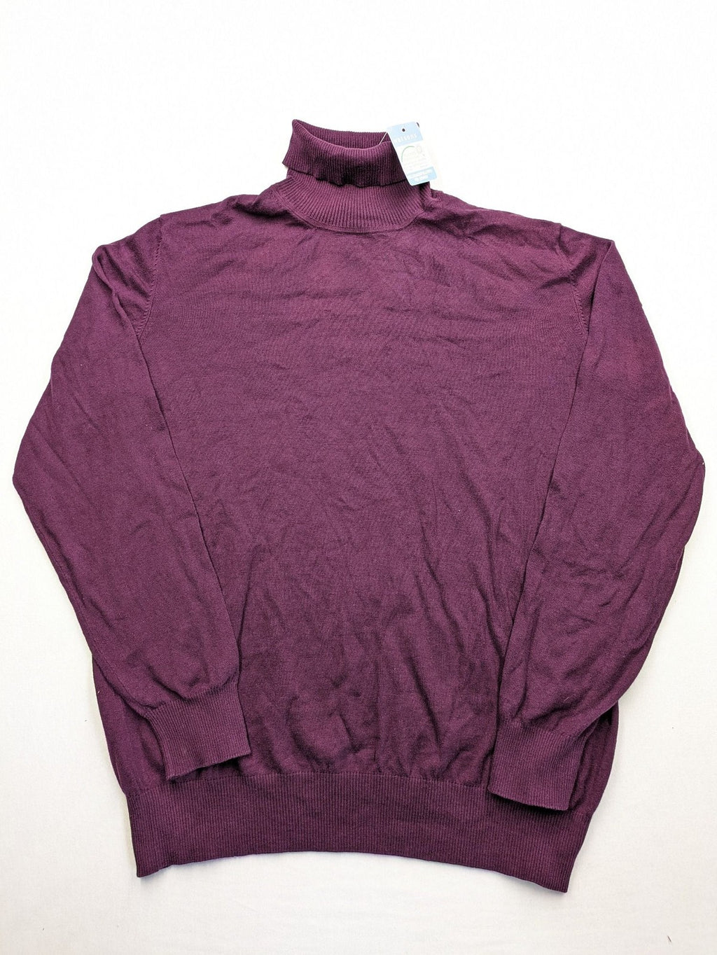 Watsons turtle neck jumper burgundy fine knit with ribbed collar and tag.