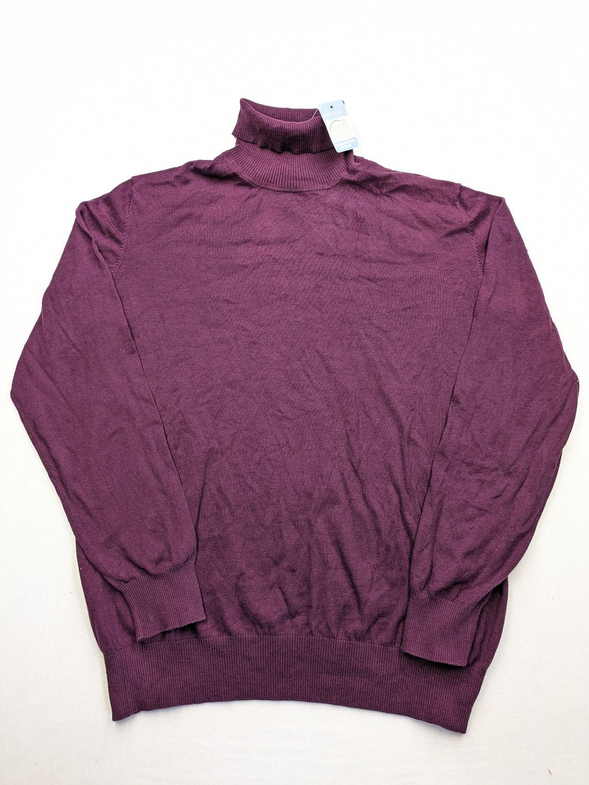 Watsons turtle neck jumper burgundy fine knit with ribbed collar and tag.