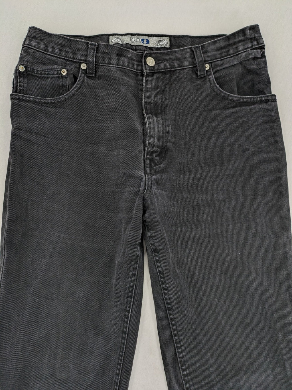Ninety straight jeans faded black denim five-pocket design 100% cotton vintage style