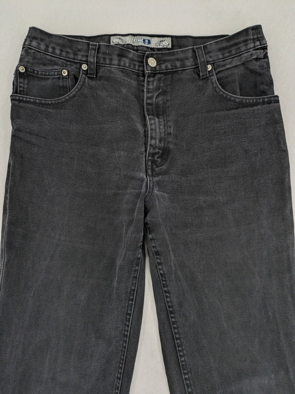 Ninety straight jeans faded black denim five-pocket design 100% cotton vintage style