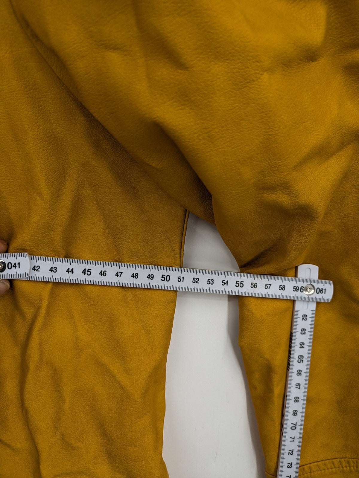 Moto yellow biker jacket asymmetrical zipper shoulder detailing soft faux leather
