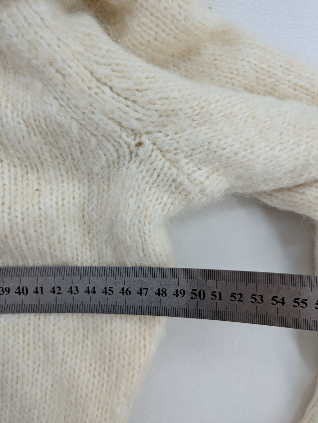H&M beige turtle neck jumper soft alpaca blend off-shoulder design with wide collar.