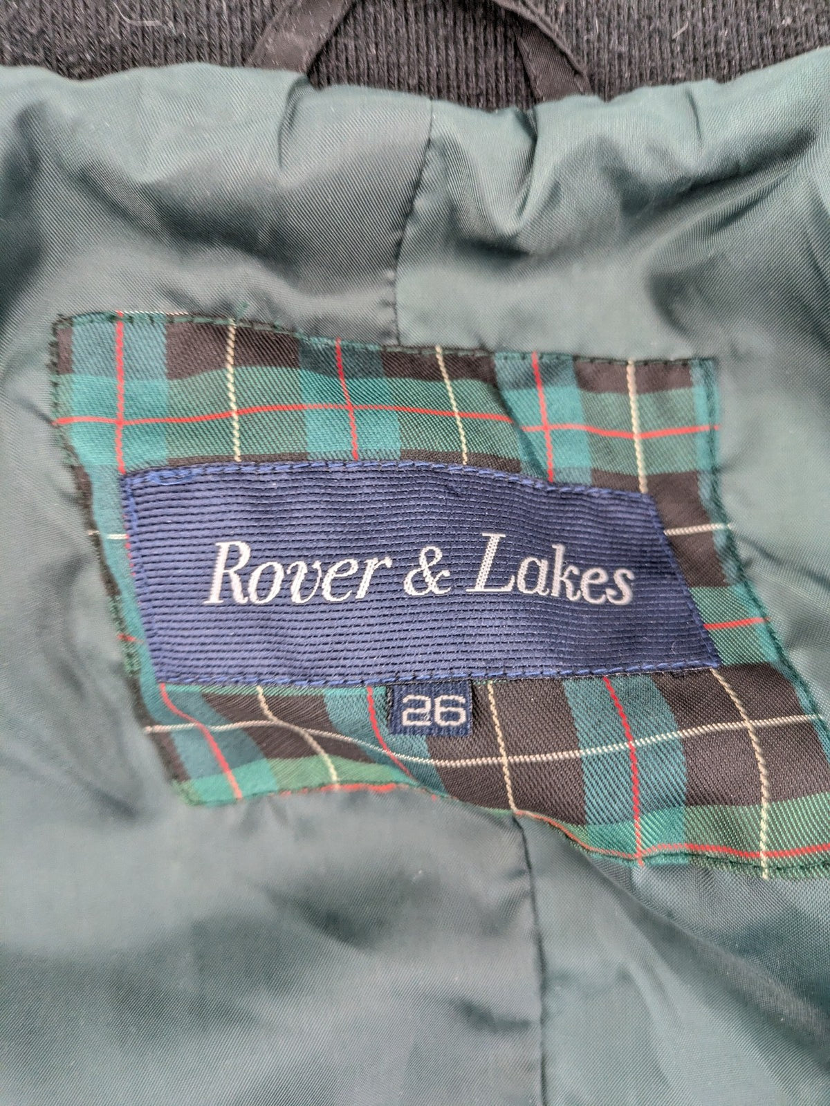 Rover & Lakes black bomber jacket padded interior, stand collar, zip front, multiple pockets.