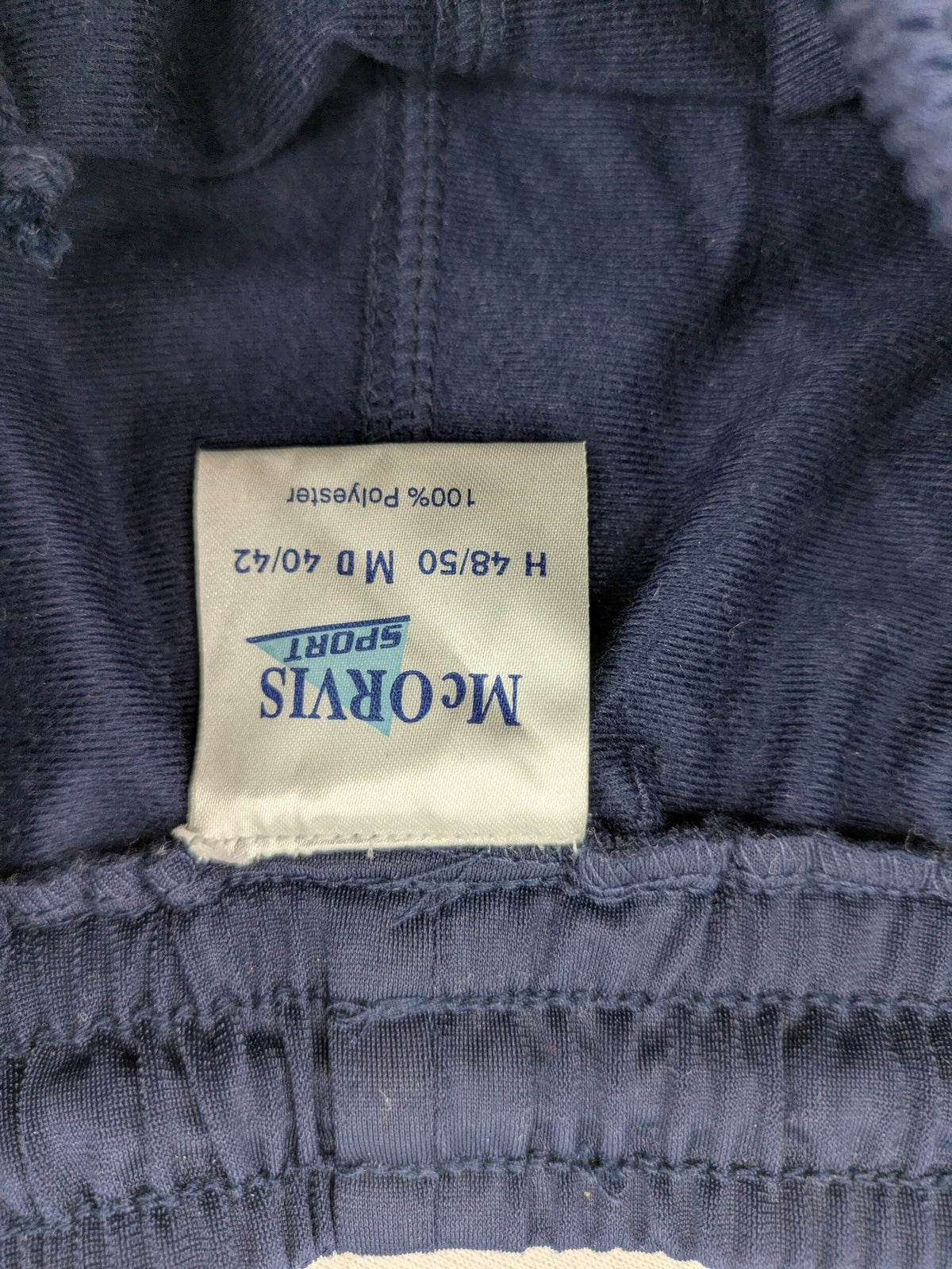 McORVIS blue tearaway training pants with side snap buttons and elastic waistband.