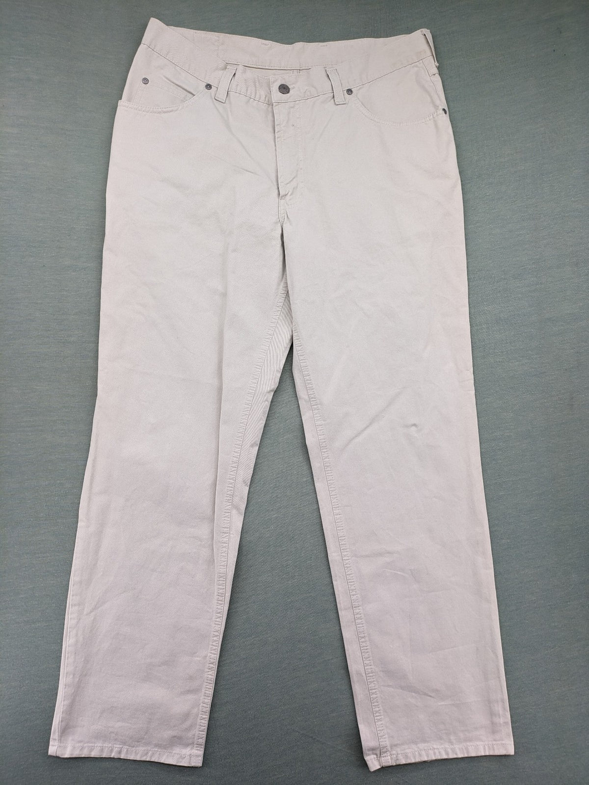 H.I.S beige straight jeans W36 L30, vintage style, classic 5-pocket design, durable cotton.